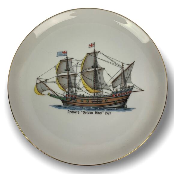 Vintage Eschenbach "Drake's Golden Hind 1577" Bavaria Germany Baronet China Ship - Picture 1 of 9